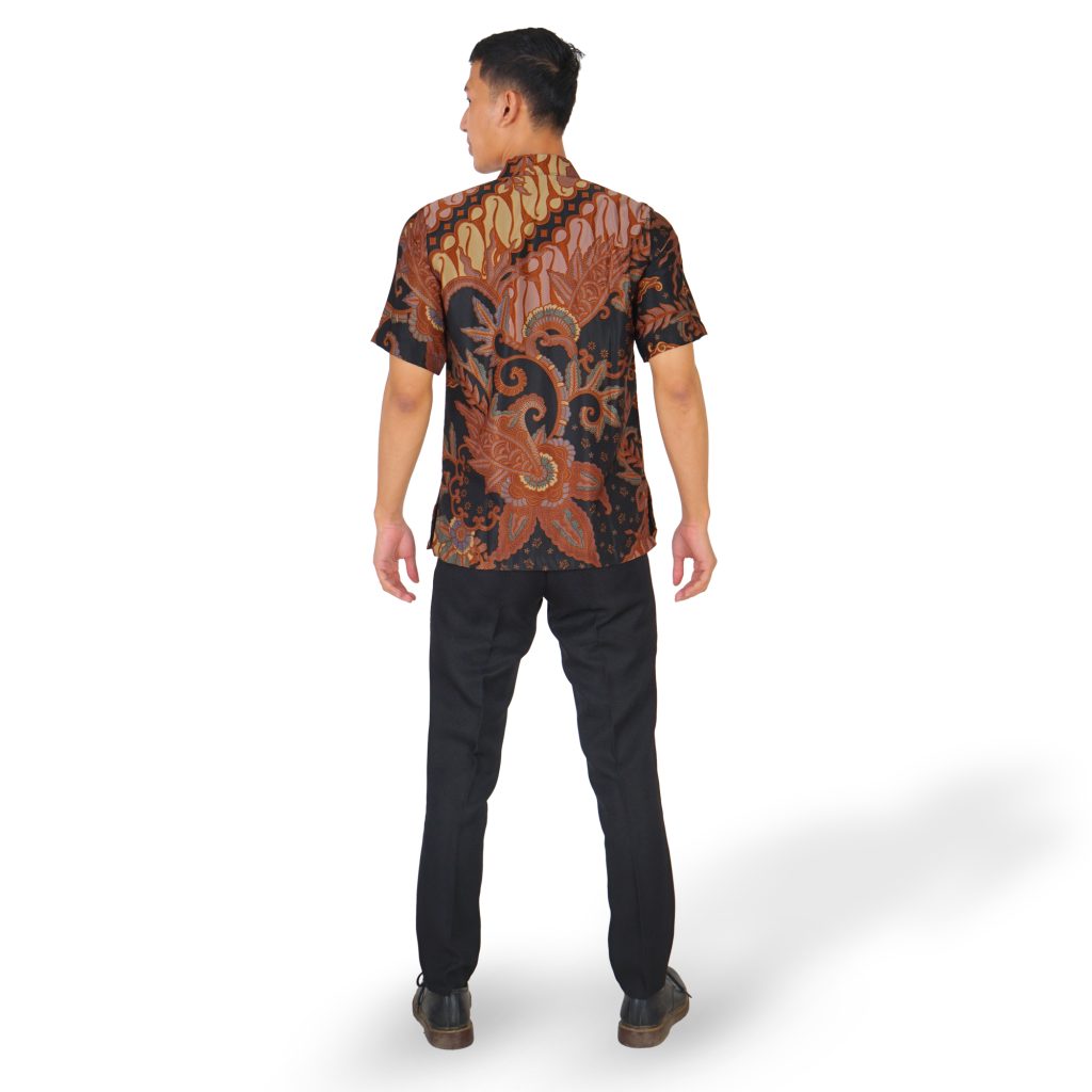 BATIK TRUSMI Kemeja Lengan Pendek Batik Hem Pria RG 1108B Hitam Mun ...