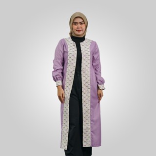 Atasan Wanita Outer Panjang Batik Motif Pilus Warna Ungu